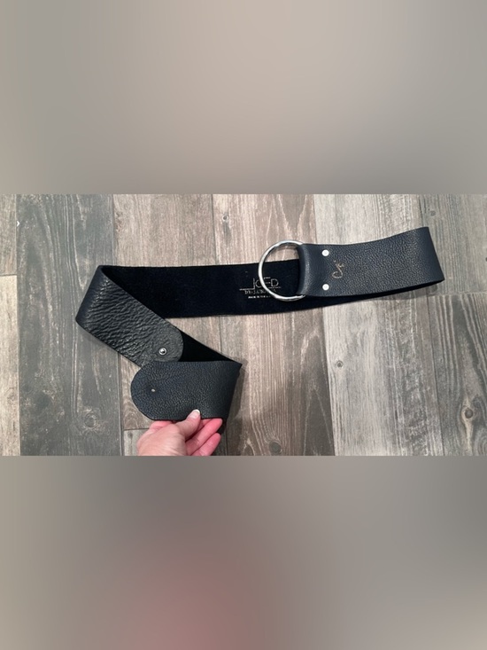 JOED By J. Urbina Genuine Vintage Bison Black Signed Wide Leather Belt Sz 36 main image 5